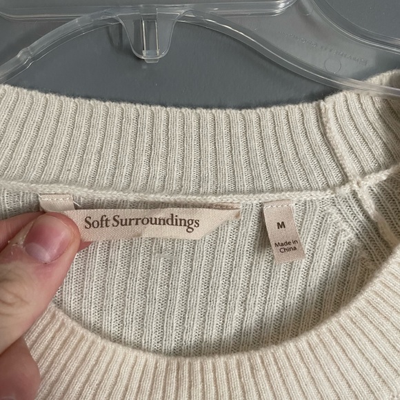 Soft Surroundings Cashmere Cable Knit White Color Tunic Sweater Size Medium - Picture 3 of 4